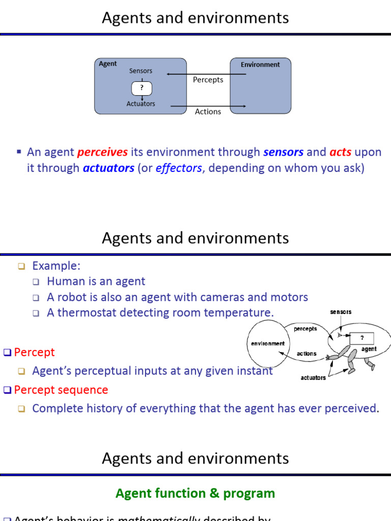 Agents and Environments (1) Cour 4 | PDF | Perception | Determinism