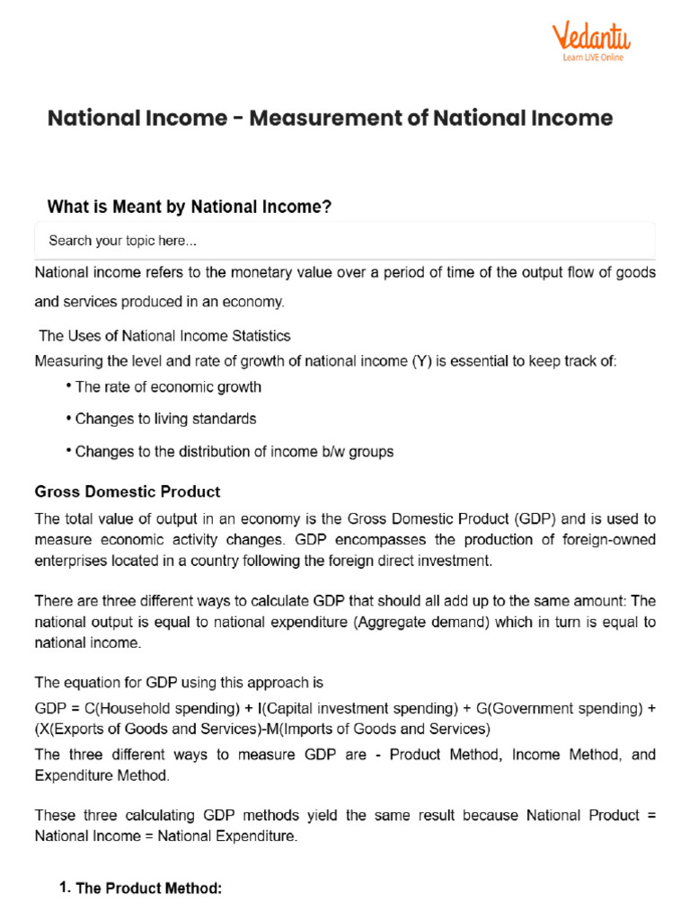 National Income - Measurement of National Income | PDF
