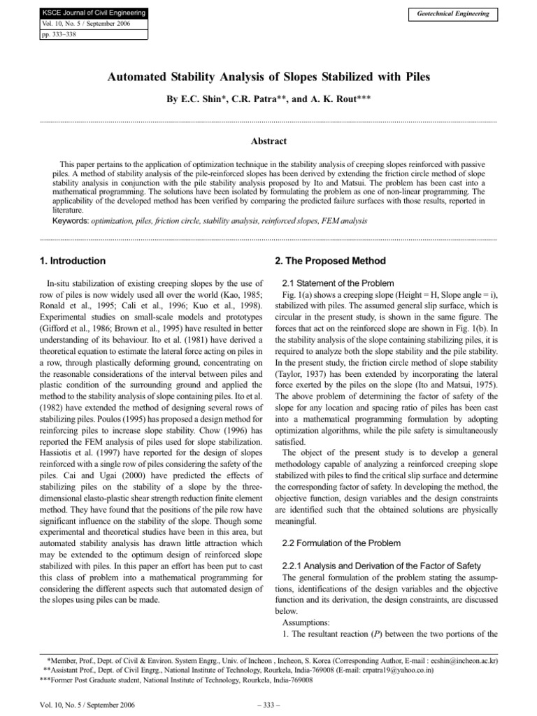 Automated Slope Stability Analysis with Piles | PDF | Force | Function ...