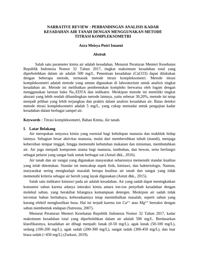 Analisis Kesadahan Air dengan Titrasi | PDF