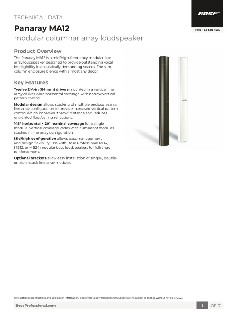 tds_MA12_ltr_EN | PDF | Loudspeaker | Electrical Engineering