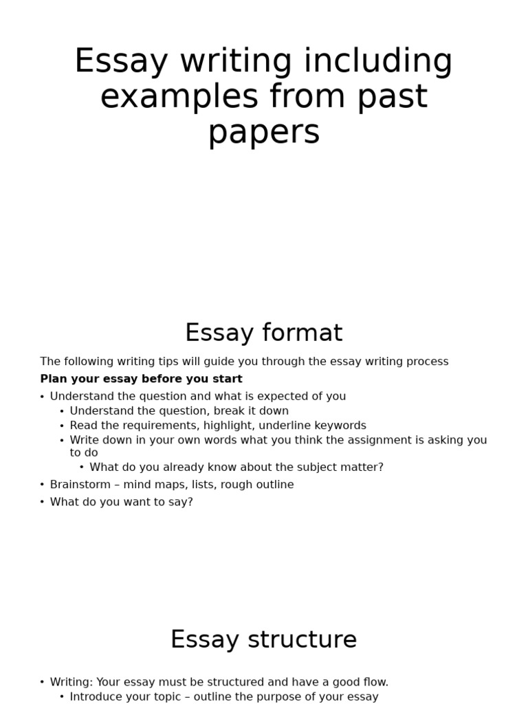 Revision Lecture Essay Writing Including Examples From Past Papers ...