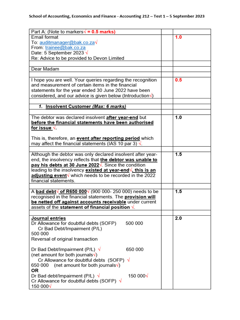 2023 Test 1 Solution | PDF | Expense | Balance Sheet
