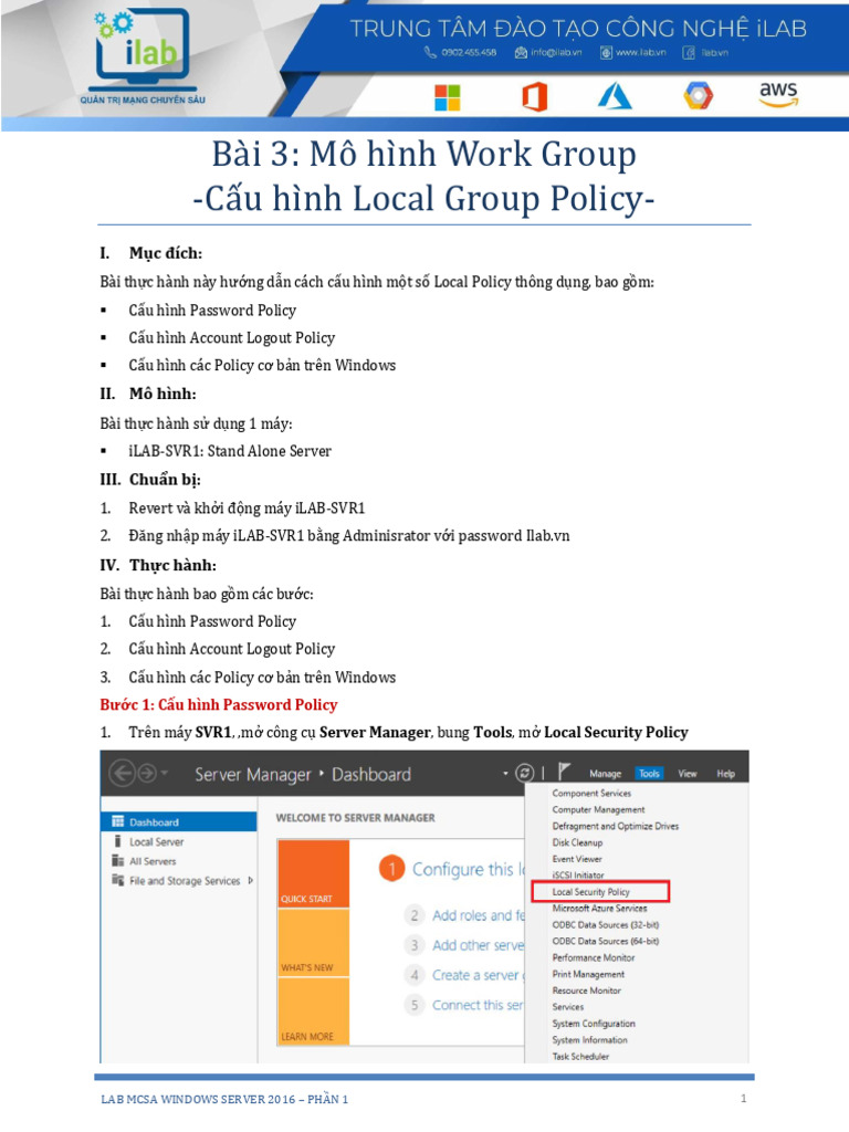 Bai3 - (Windows Server 2012 Datacenter) - Local - Group - Policy | PDF