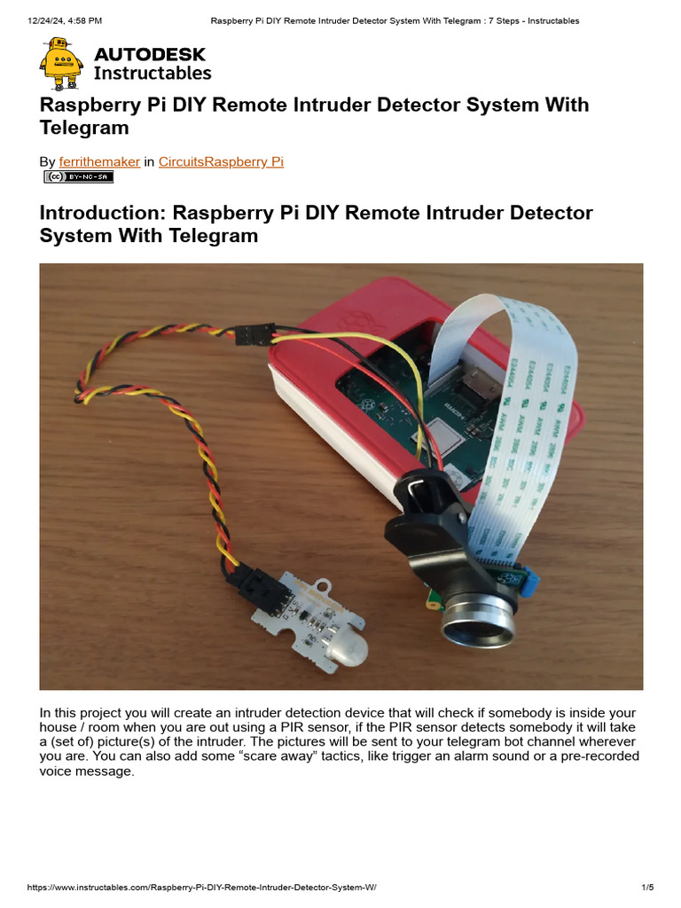 Raspberry Pi Intruder Detector Guide | PDF | Raspberry Pi | Computer ...