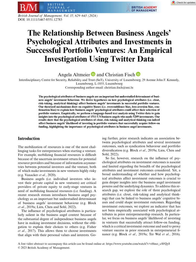 Angel Investors' Psychology and Success | PDF | Risk | Heuristic