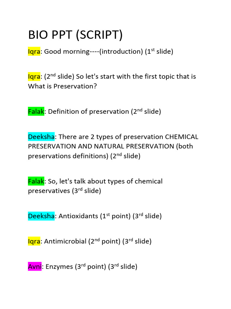 Bio PPT (Script) | PDF