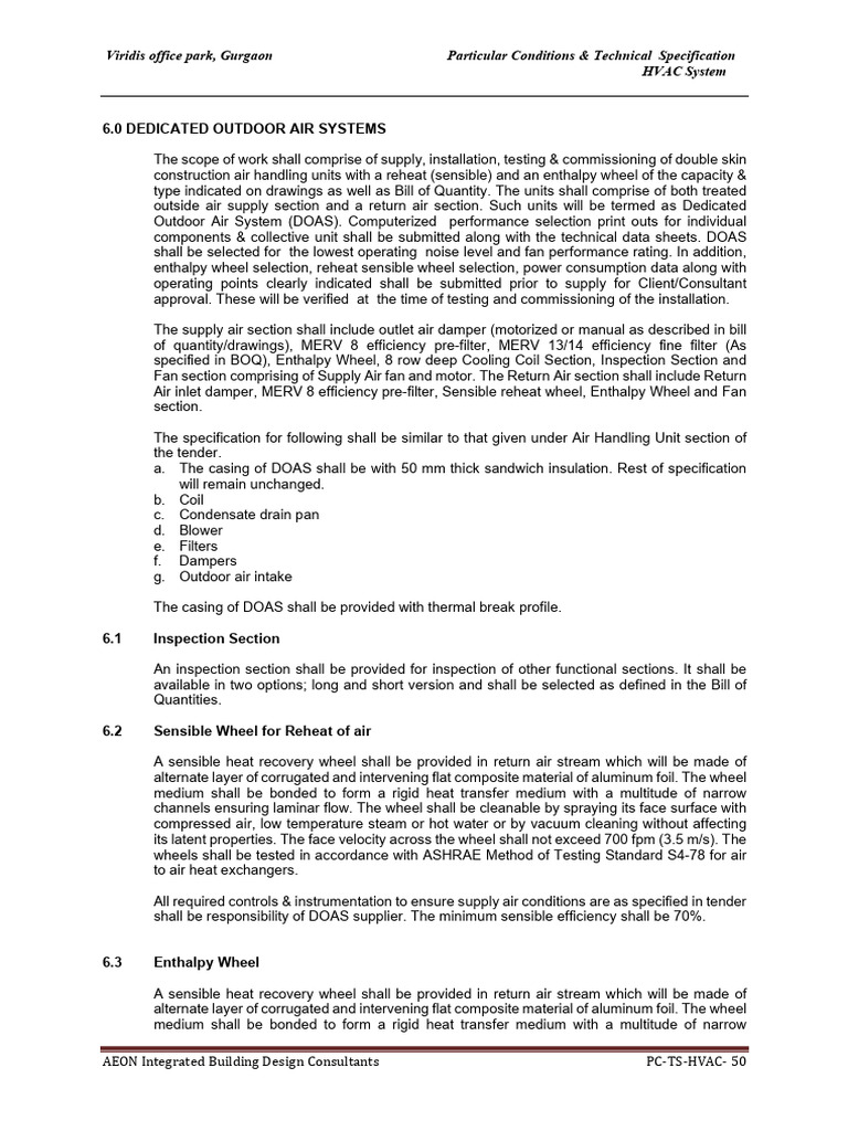 6. TS OF DEDICATED OUTDOOR AIR SYSTEMS | PDF | Heat | Temperature