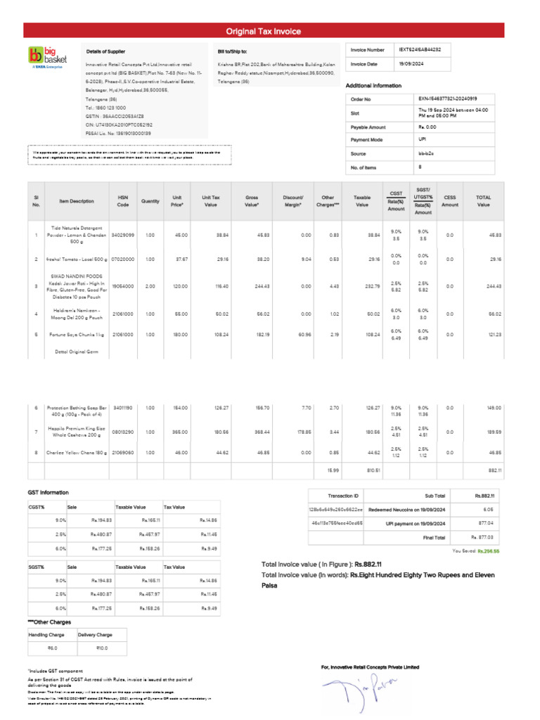 Invoice From BB 1546377321 | PDF | Rupee | Invoice