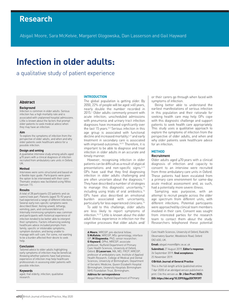 Infection in Older Adults | PDF | Medical Diagnosis | Infection