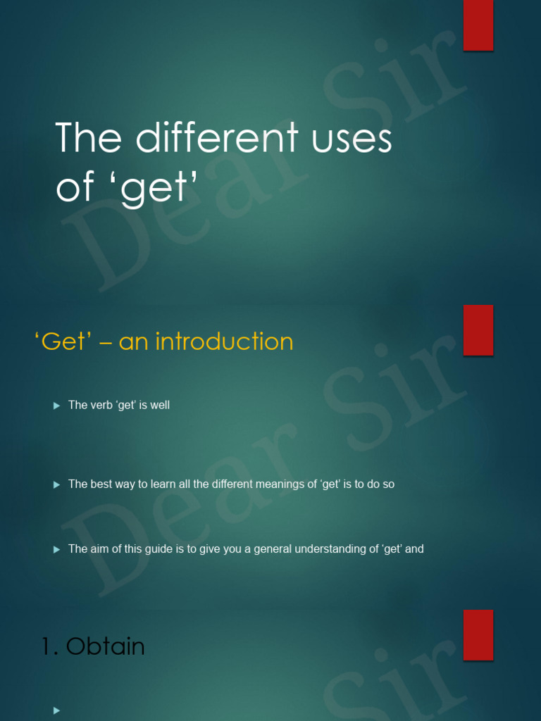 The Different Uses of Get' | PDF | Verb | English Language