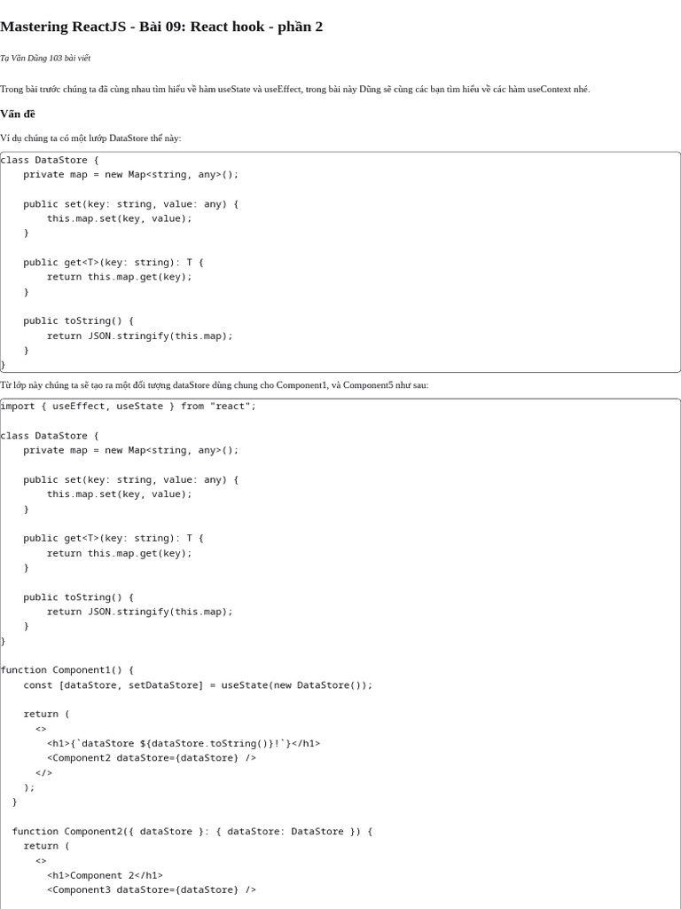 techmaster3 - Mastering ReactJS - Bài 09 - React hook - phần 2 | PDF