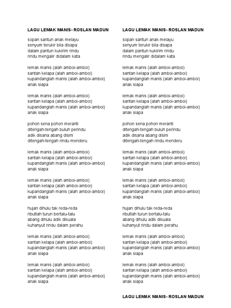 Lagu Lemak Manis Printer Pdf