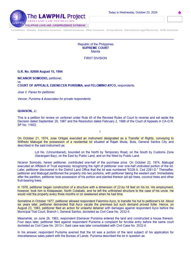 Supreme Court Ruling on Property Dispute | PDF | Appeal | Lawsuit