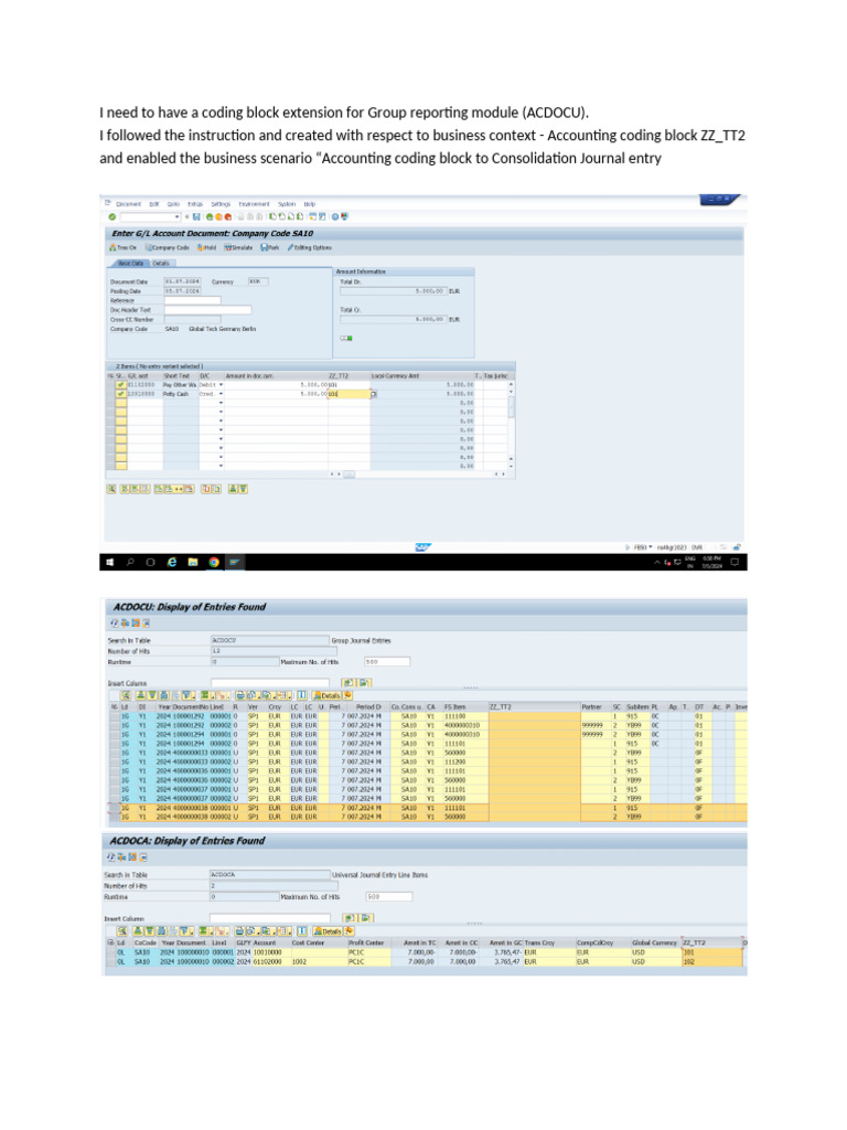 Coding Block Extension for ACDOCU | PDF
