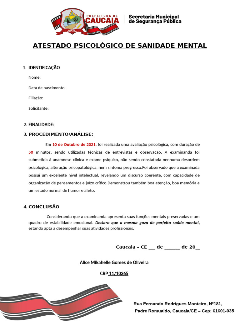 Atestado de Sanidade Mental | PDF