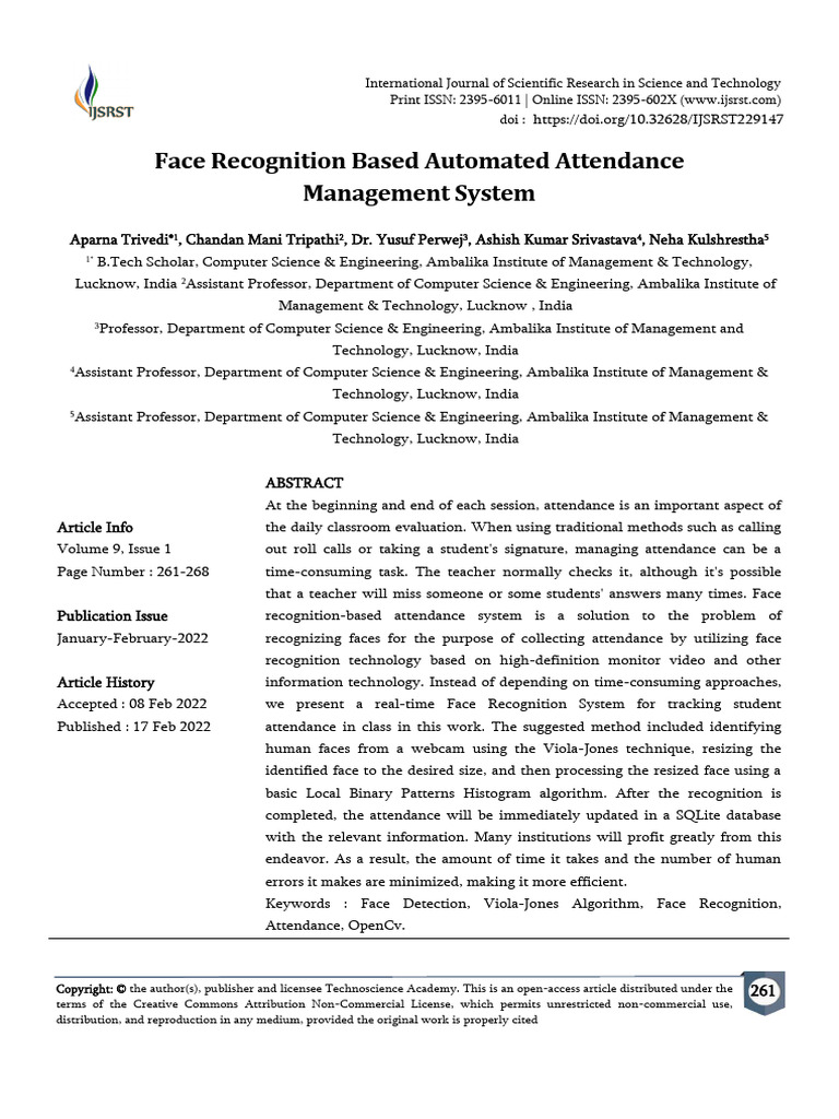 Face Recognition Based Automated Attenda | PDF | Comma Separated Values ...