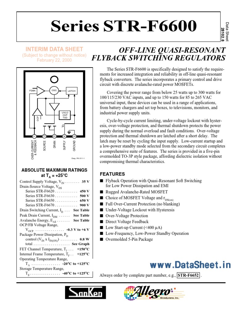 STR6653 Datasheet | PDF | Mosfet | Field Effect Transistor