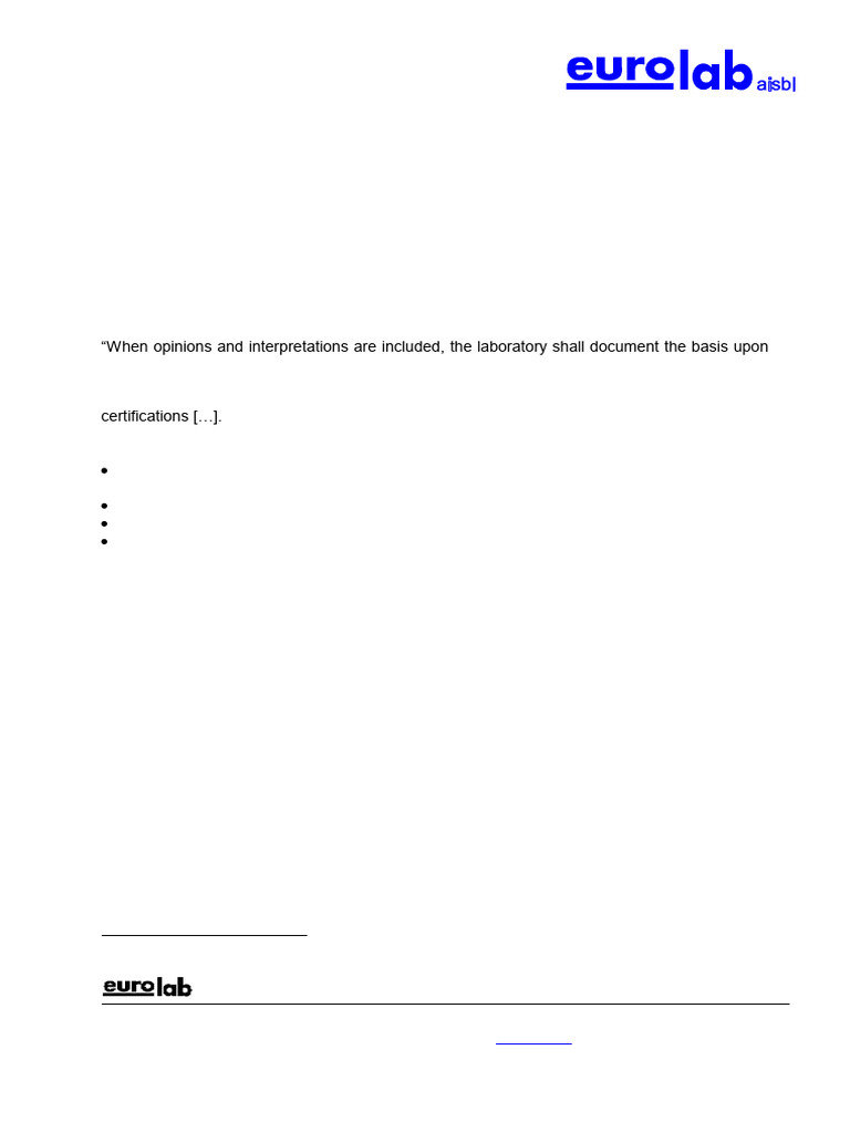 EUROLAB Position Paper - Opinions and Interpretations in Test Reports ...