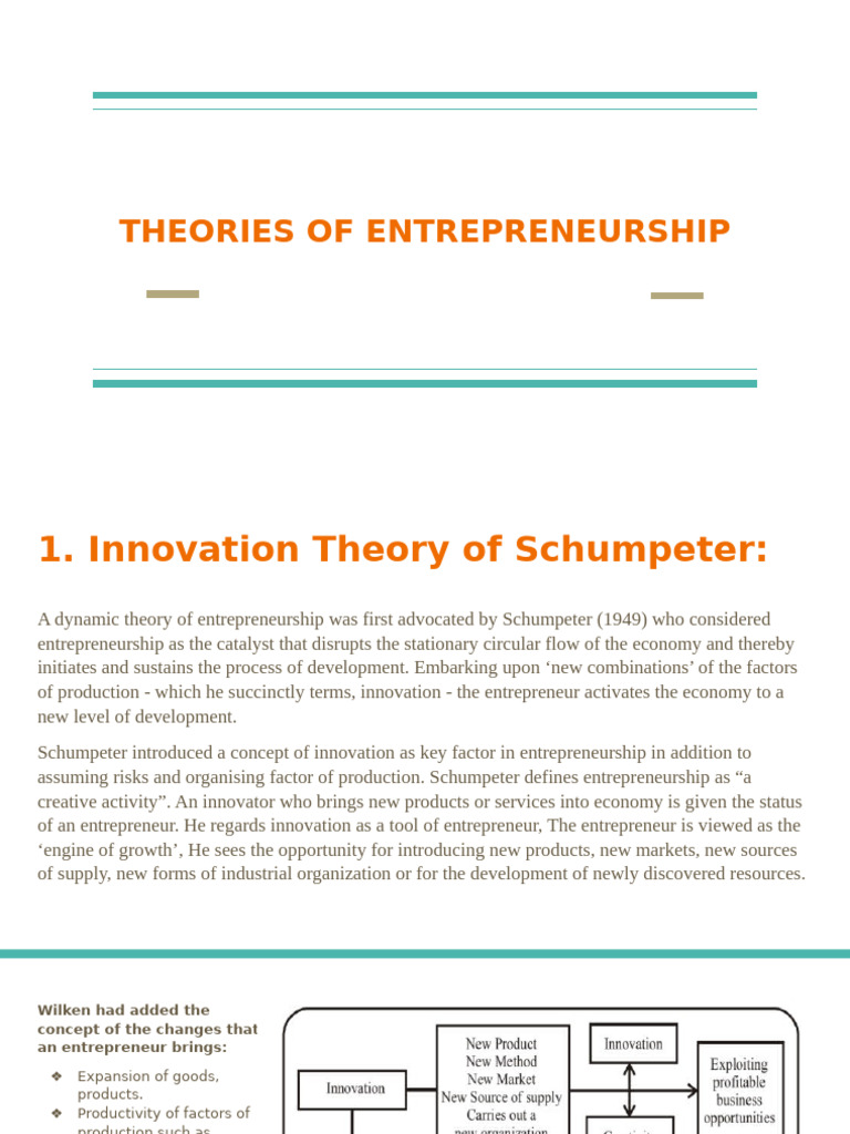 Theories of Entrepreneurship | PDF | Entrepreneurship | Factors Of ...