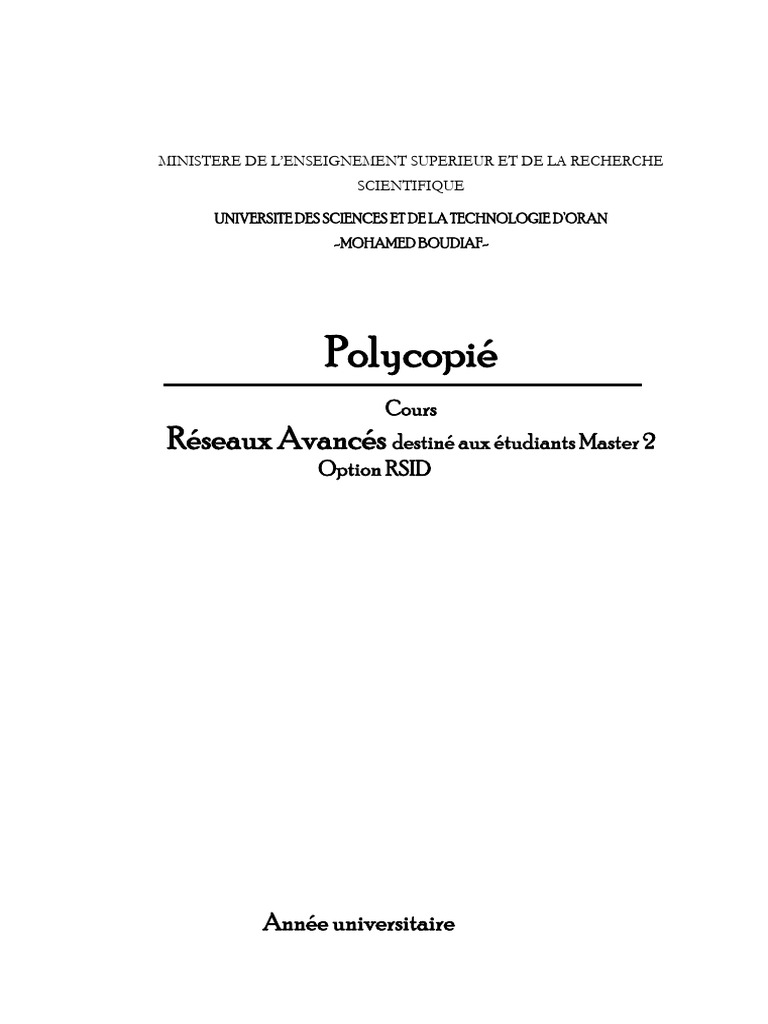 Cours de Réseaux Avancés - Master RSID | PDF | Apache Hadoop | Cloud ...
