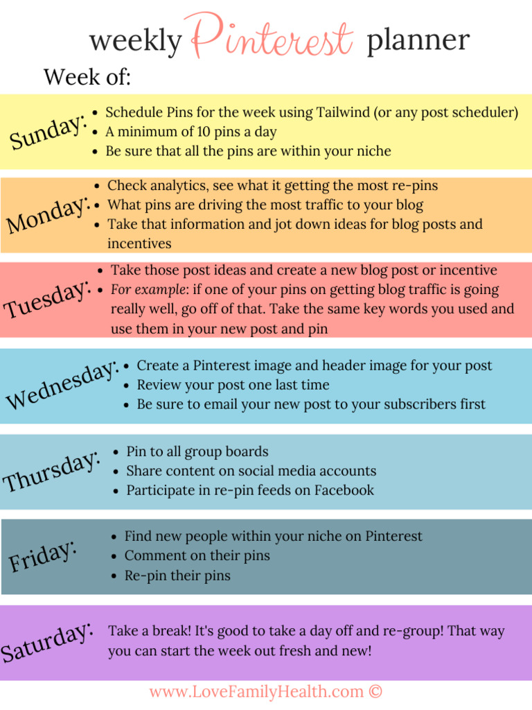 Weekly Pinterest Planning Guide | PDF