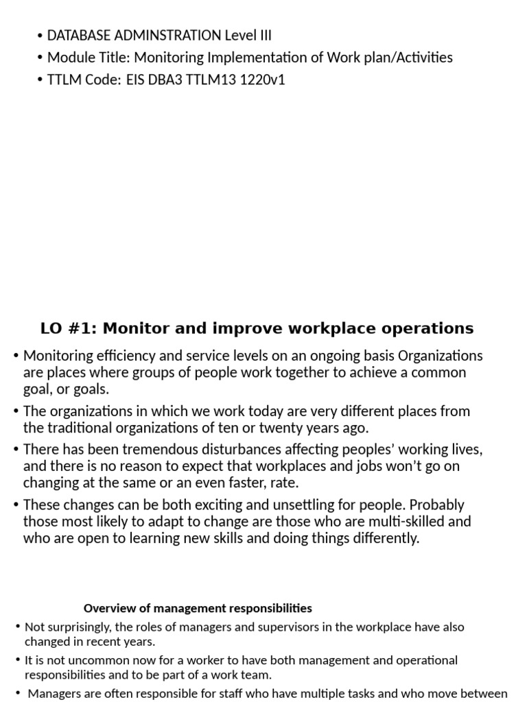 Monitoring Workplace Operations Effectively | PDF | Goal | Business