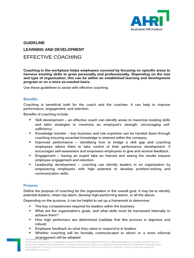 GUIDELINE-Effective-coaching-V.1-20230620 Leads | PDF | Employee ...