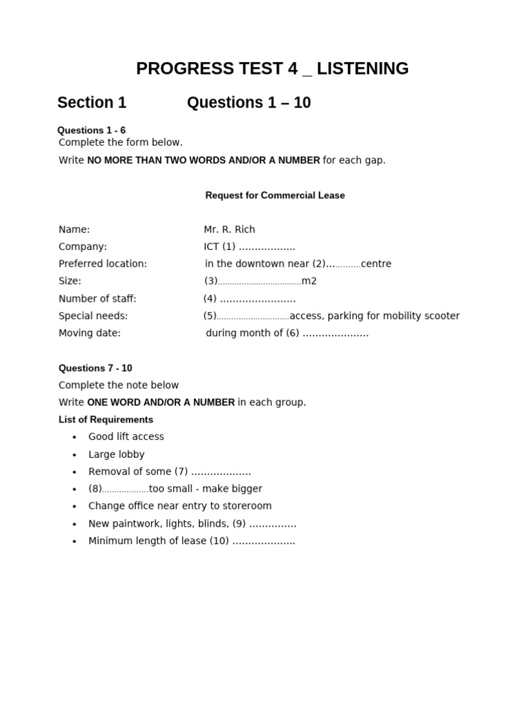 Test 5 Listening Pdf British Isles United Kingdom