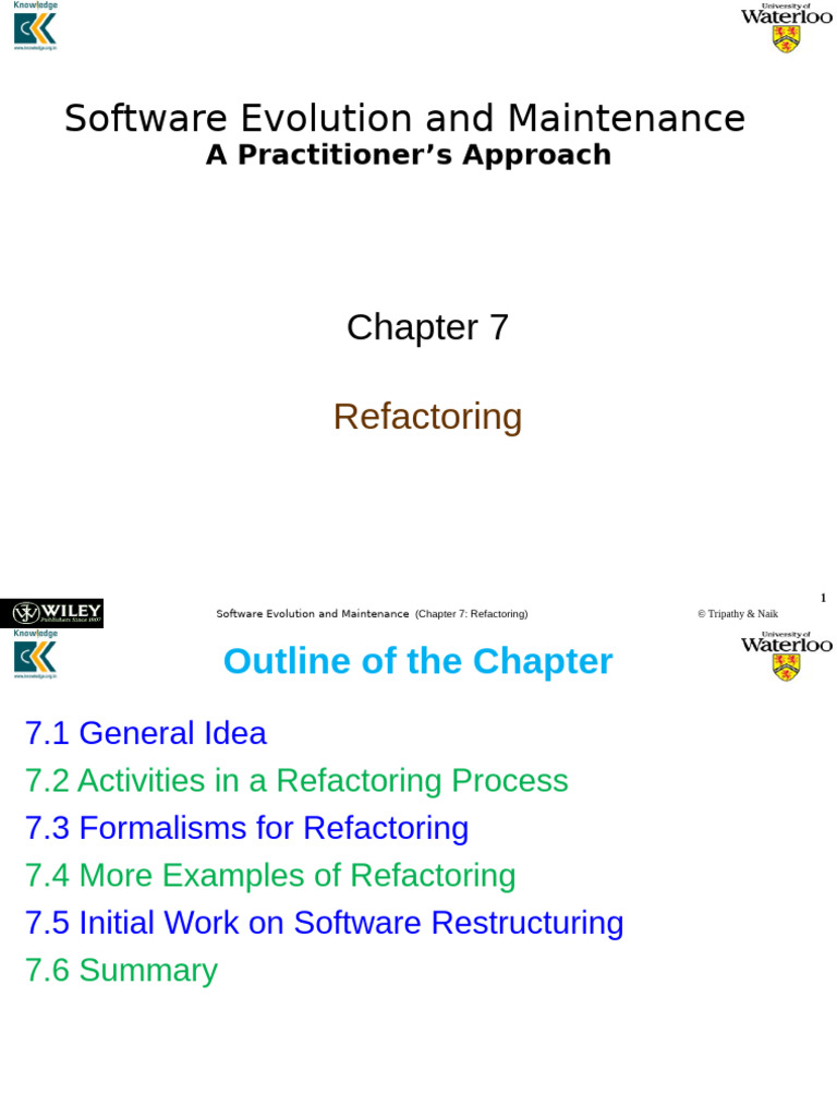 Refactoring in Software Maintenance | PDF | Cluster Analysis ...