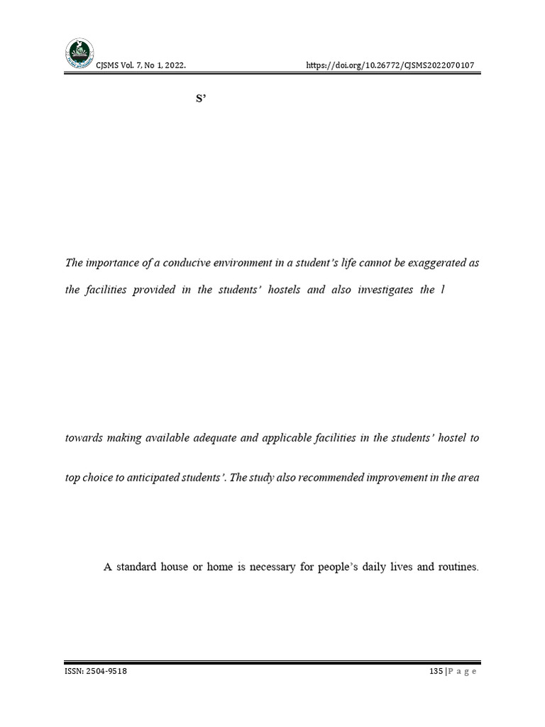 Student Hostel Satisfaction Study | PDF | Sampling (Statistics ...