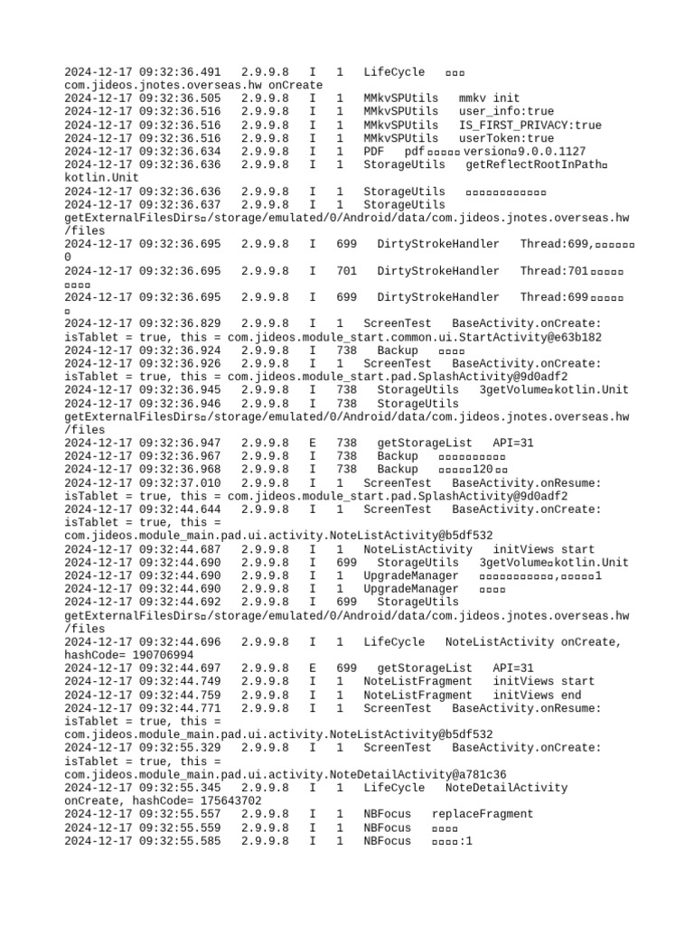App Log Analysis: JNotes Lifecycle | PDF | Backup | Computer Data
