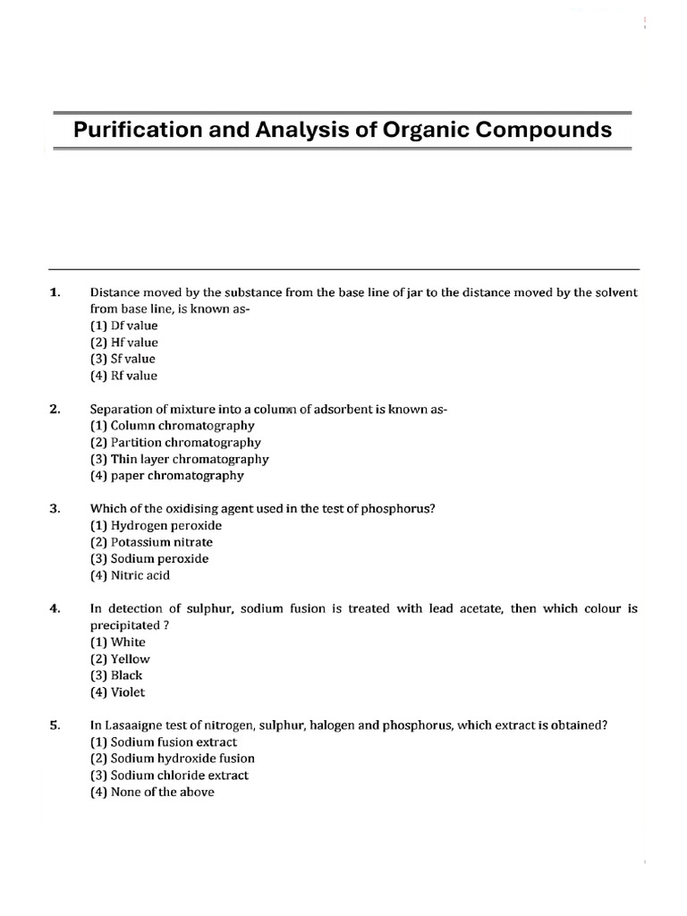 Purification and Analysis in Organic Chemistry | PDF