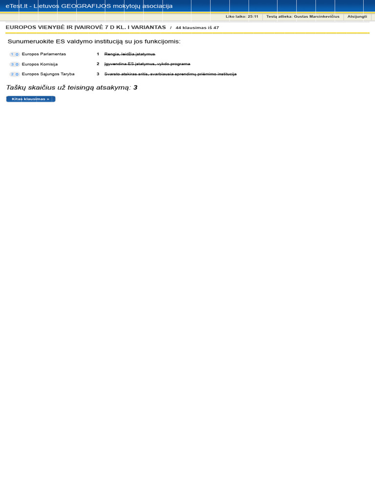 Mokinių Testavimo Sistema Etest - LT - Lietuvos GEOGRAFIJOS Mokytojų ...