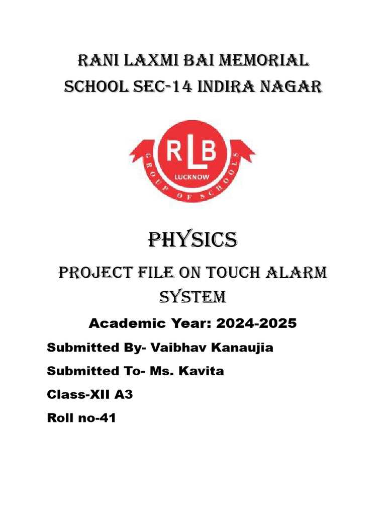 Touch Alarm System Project Report | PDF | Capacitor | Resistor