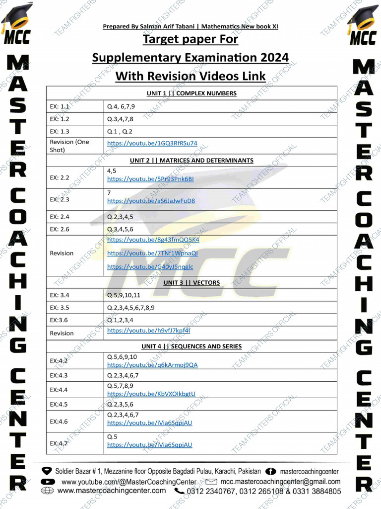 Xi Mathematics - MCC (Supplementary) New Book Target Paper 2024 - Team ...
