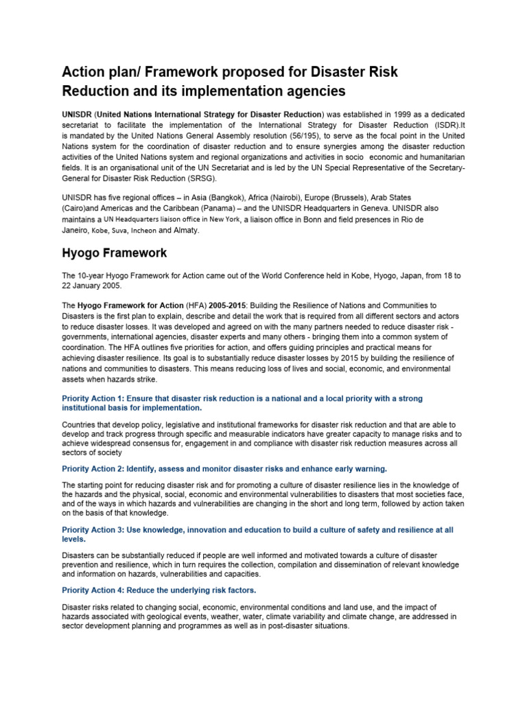 4. Frameworks for Disaster Risk Reduction. | PDF | Disaster Risk ...