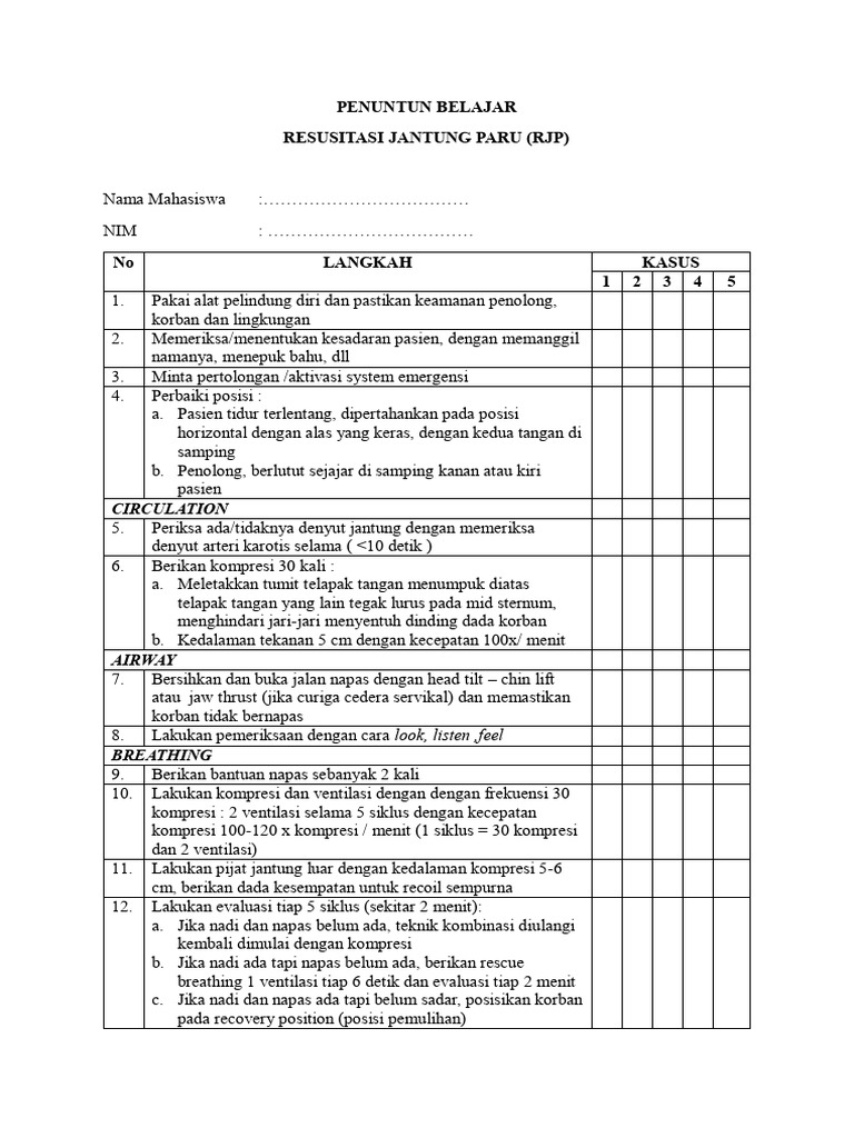Panduan Resusitasi Jantung Paru RJP | PDF