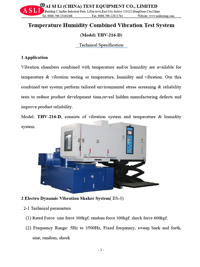 THV-216-D+ES-3+VT0303+LT0303 Temperature Humidity Combined Vibration ...