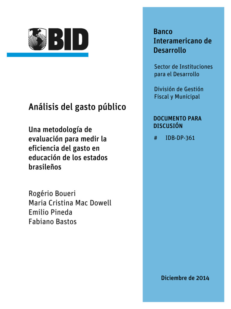Análisis Del Gasto Público Una Metodología de Evaluación para Medir La ...