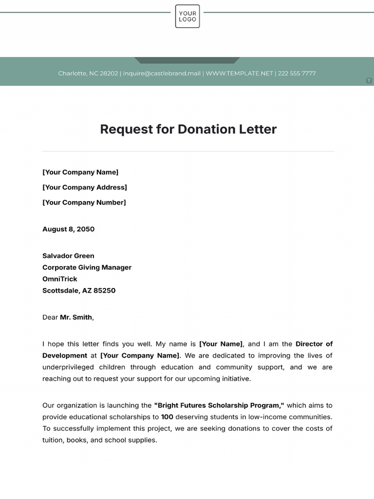 Request For Donation Letter Template | PDF