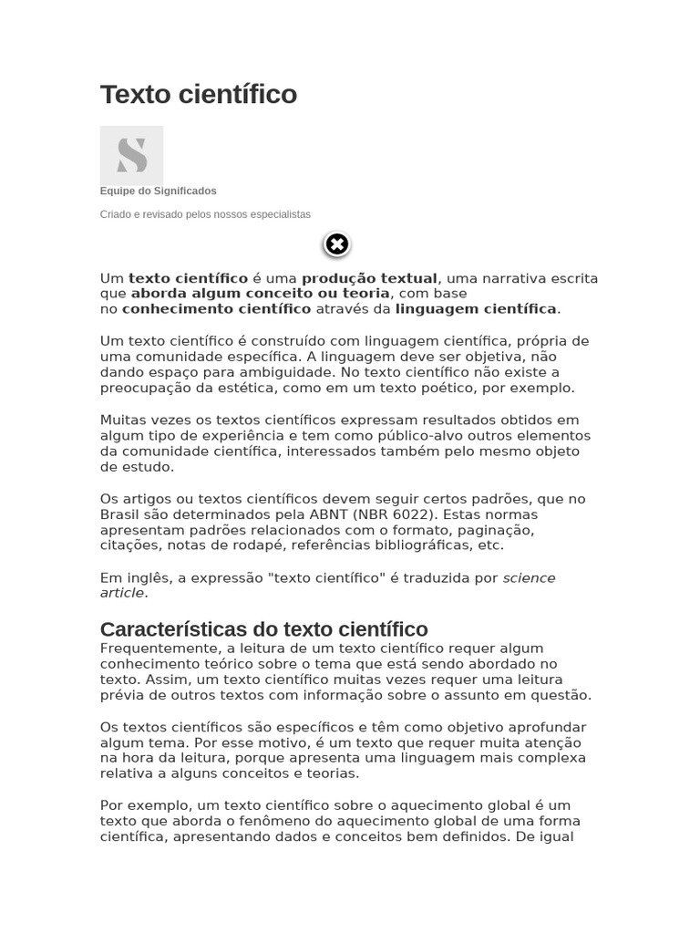 Estrutura e Características do Texto Científico | PDF | Science | Teoria