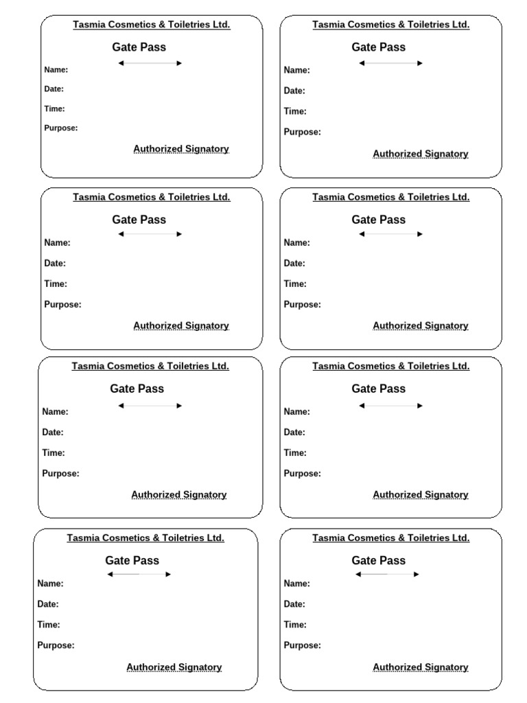 Material Entry Gate Pass Template | PDF