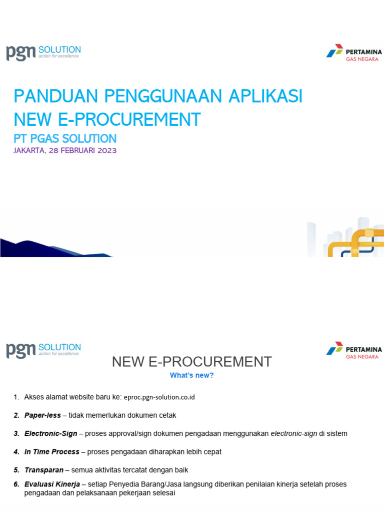 Panduan Aplikasi E-Procurement PGN | PDF