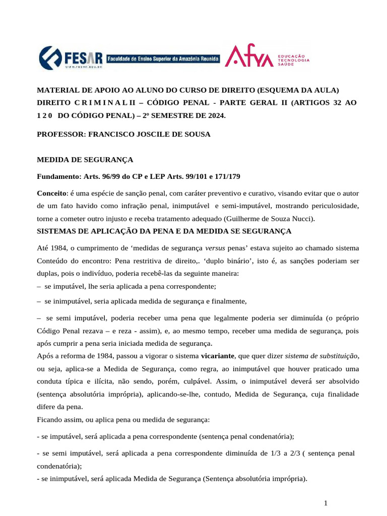 Material de Apoio Ao Aluno 7 | PDF | Sentença (jurídico) | Crimes