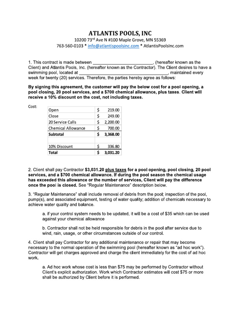 Weekly Service 24 Contract 2 | PDF
