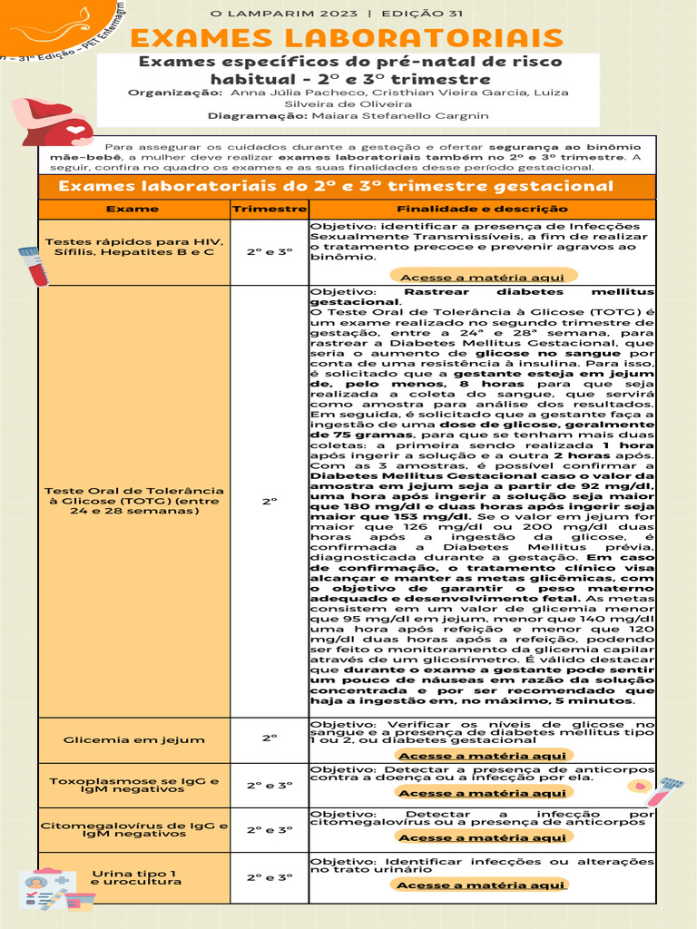 Exames Laboratoriais no Pré-Natal | PDF | Gravidez | Diabetes