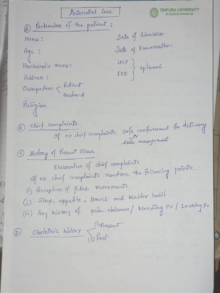 Obg History Format Pdf