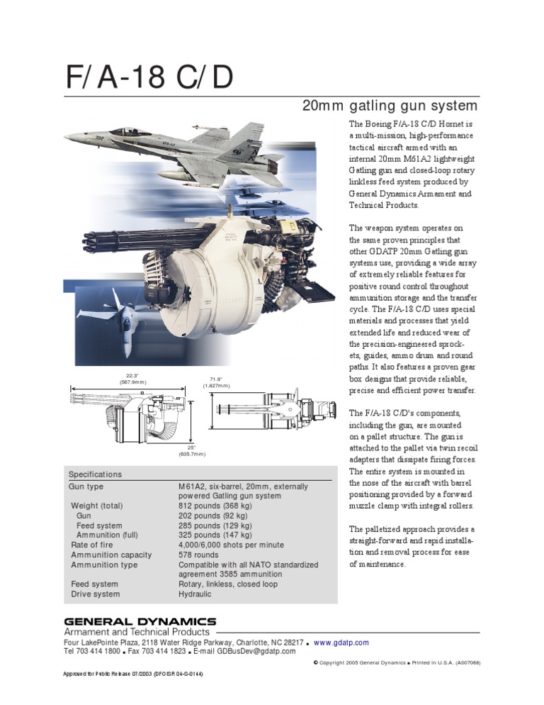 General Dynamics - F/A-18 C/D 20mm Gatling Gun System | PDF