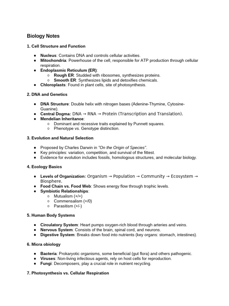 Comprehensive Biology Study Guide | PDF | Biology | Dna